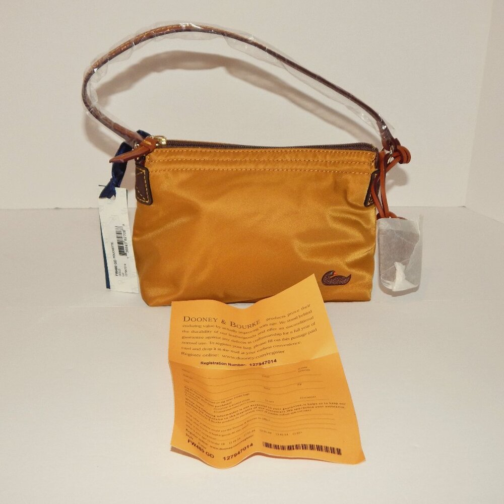 Vintage Dooney & Bourke Gold Nylon Pouchette FW480 NEW
